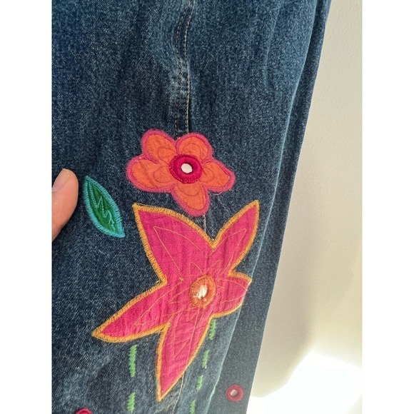 Vintage Susan Bristol Flower Embroidered Denim Jacket 3W - Picture 3 of 8